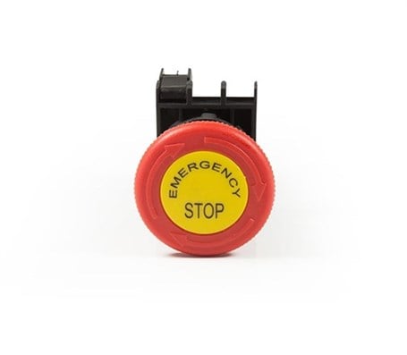 Emas B200E-E B Serisi Plastik 1NC Acil Stop 40 mm Çevirmeli Etiketli Kırmızı 22 mm Buton
