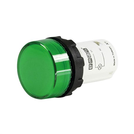 Emas MBSD220Y MB Serisi Plastik LED'li 230V AC Yeşil 22 mm Sinyal