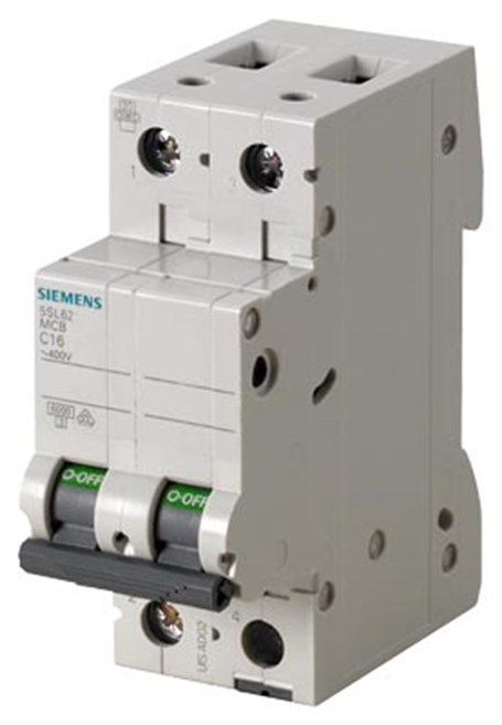 Siemens 5SL6216-7 16A; 2 FAZLI; 70 mm; Anahtarlı Otomatik Sigorta; 6kA; C Tipi; Yavaş Karakterli