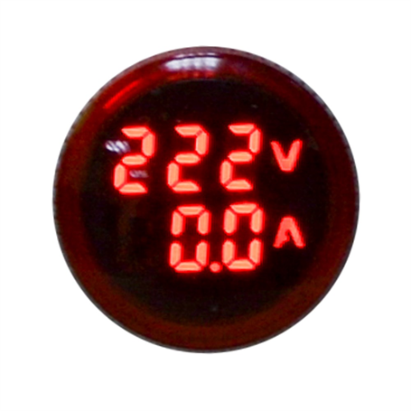 Sigma SL22-22VAMR Voltmetre-Ampermetre Göstergeli Led Sinyal Lambası Kırmızı