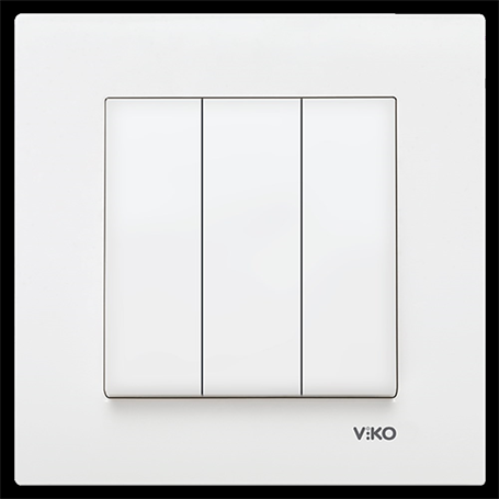 Viko Karre/Meridian Beyaz Üçlü Anahtar (Çerçeve hariç)