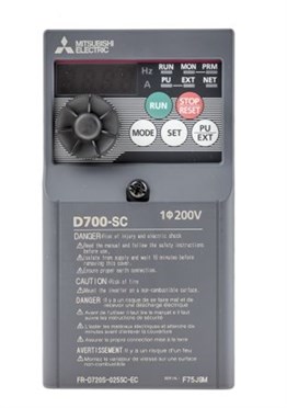 Mitsubishi FR-D720S-025SC-EC Monofaze Inverter; Anma Gücü: 0,4kW; 1x200-240V; Anma Akımı: 2,5A@50°C; IP20