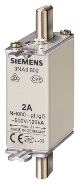 Siemens 3NA3812 Steatit(Seramik) Gövdeli Nh-Bıçaklı Sigorta Buşonu; 32A; Boy 000; Genişlik 21Mm